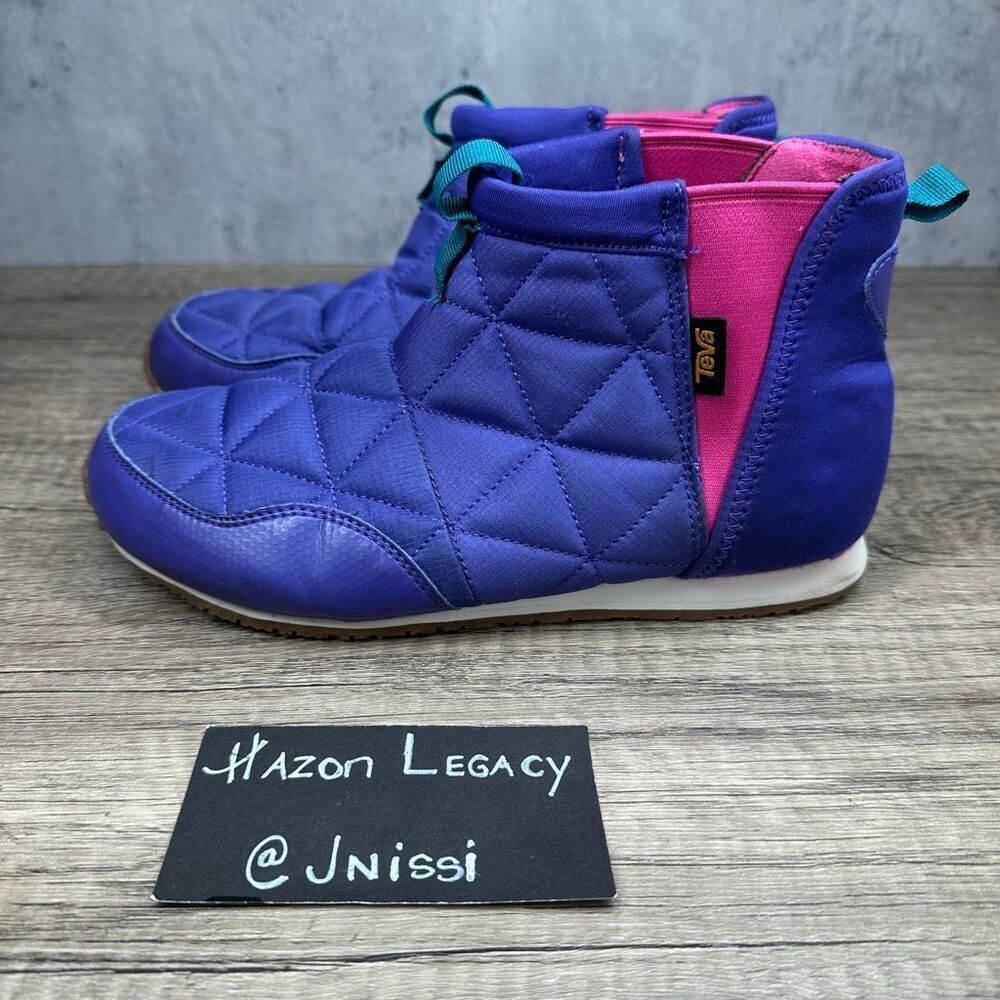 Teva~Girls~”Ember Mid Ultraviolet/Pink Quilted Classic Micro-Fiber Bootie~Size 4